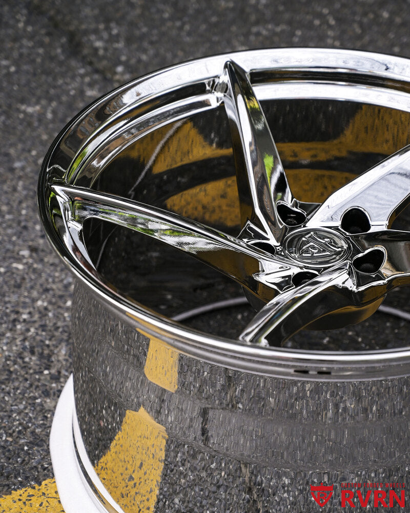 C8 Z06 chrome custom wheels with polished forged lip