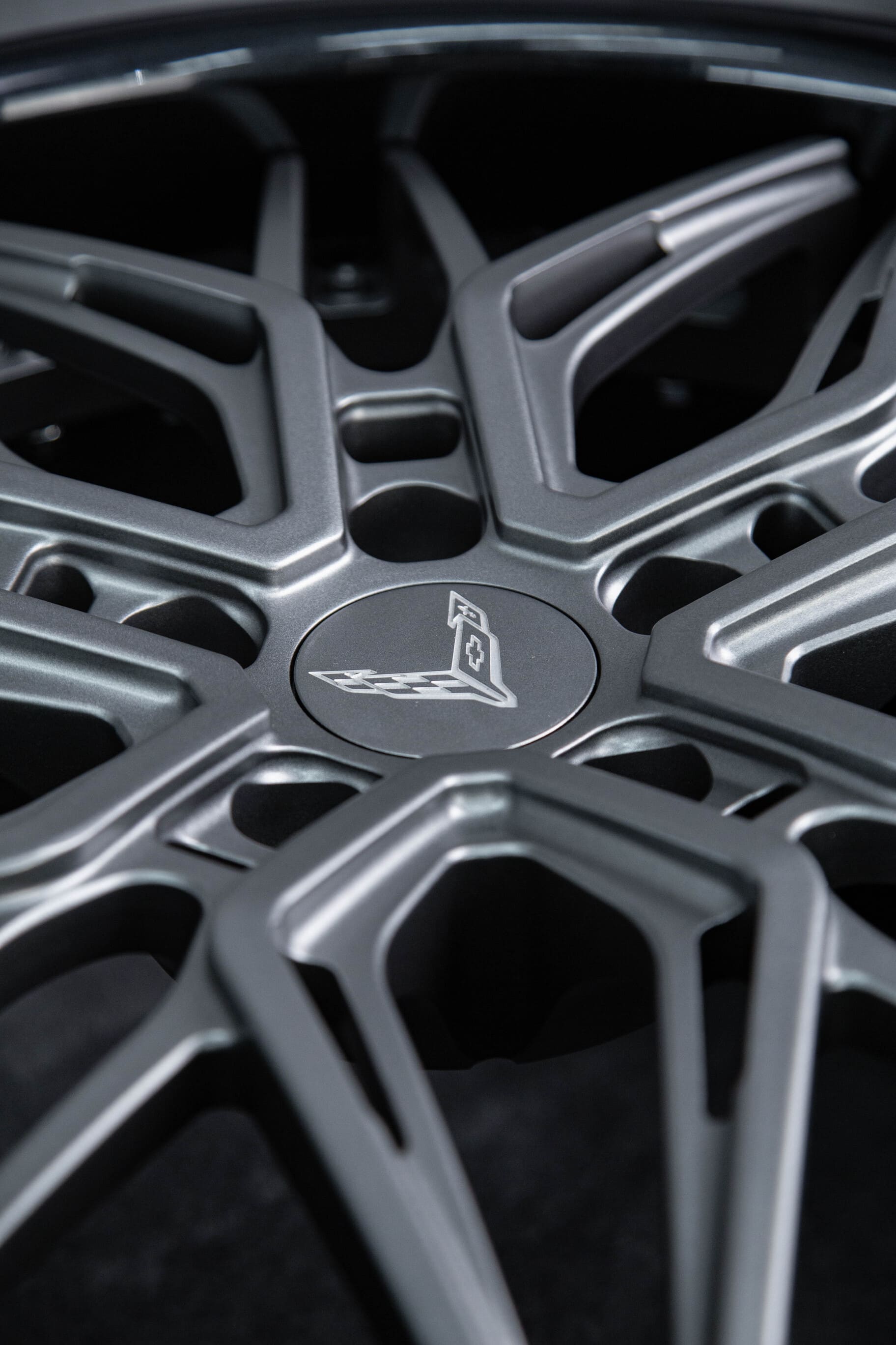 Matte gunmetal wheels on 2024 Corvette C8 Z51 stock brakes