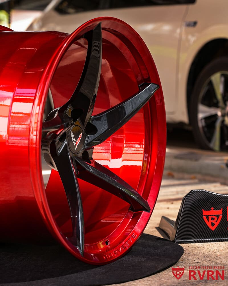 Corvette fitted with custom Black Cherry concave forged rims