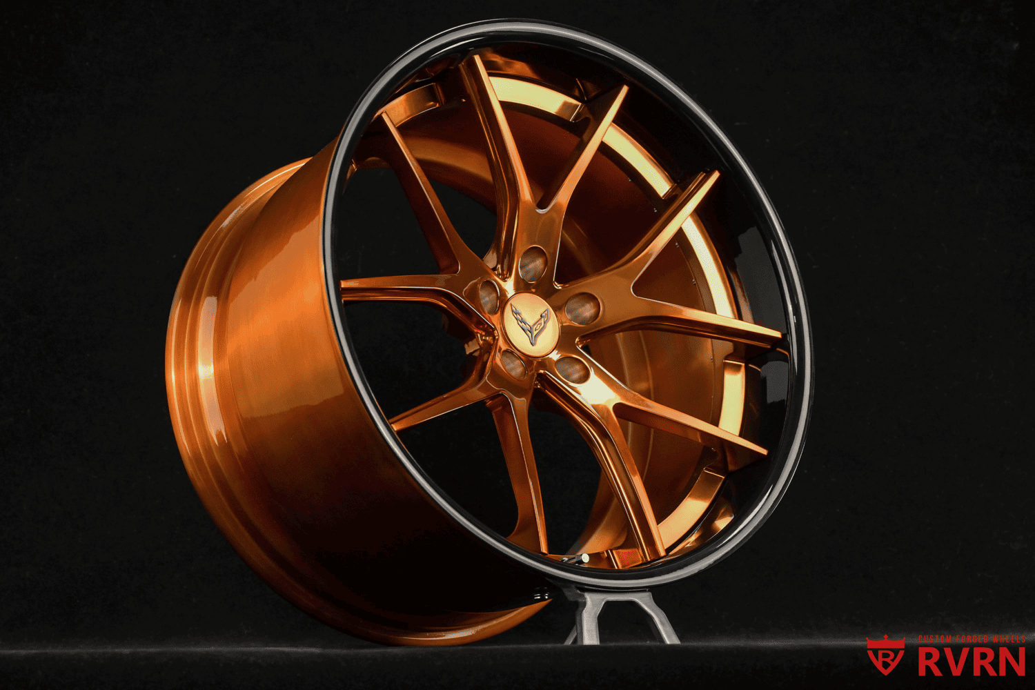 C8 Z06 polished bronze aftermarket wheels side profile