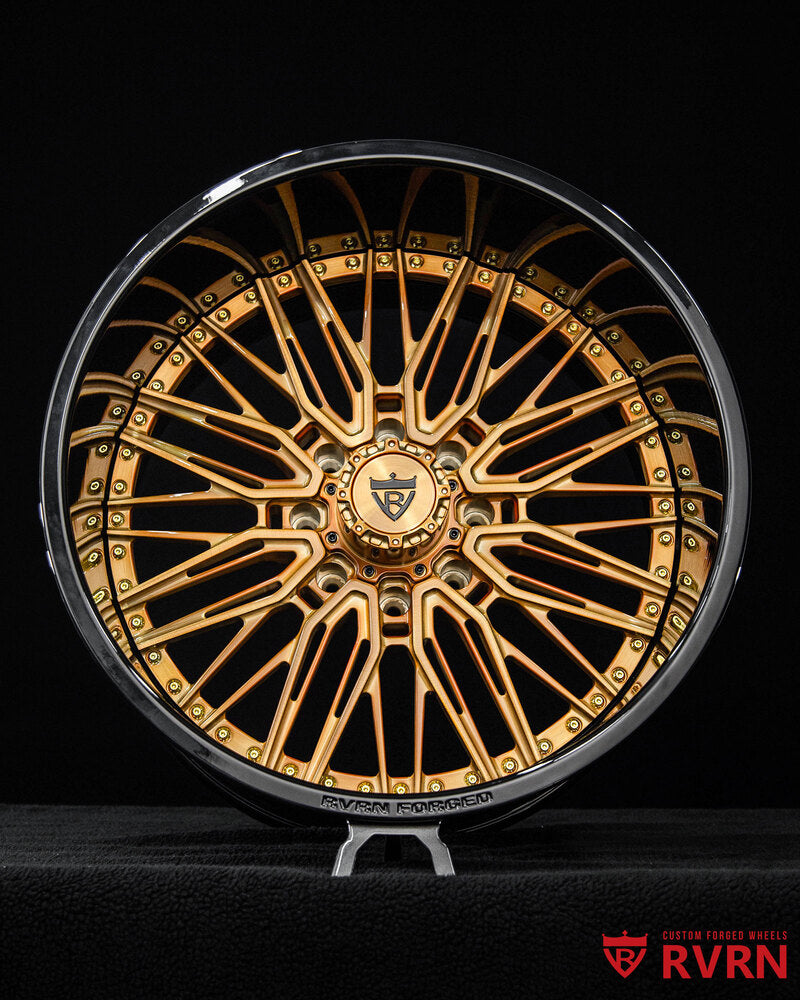 Gloss black barrel and light copper spoke design forged wheels
