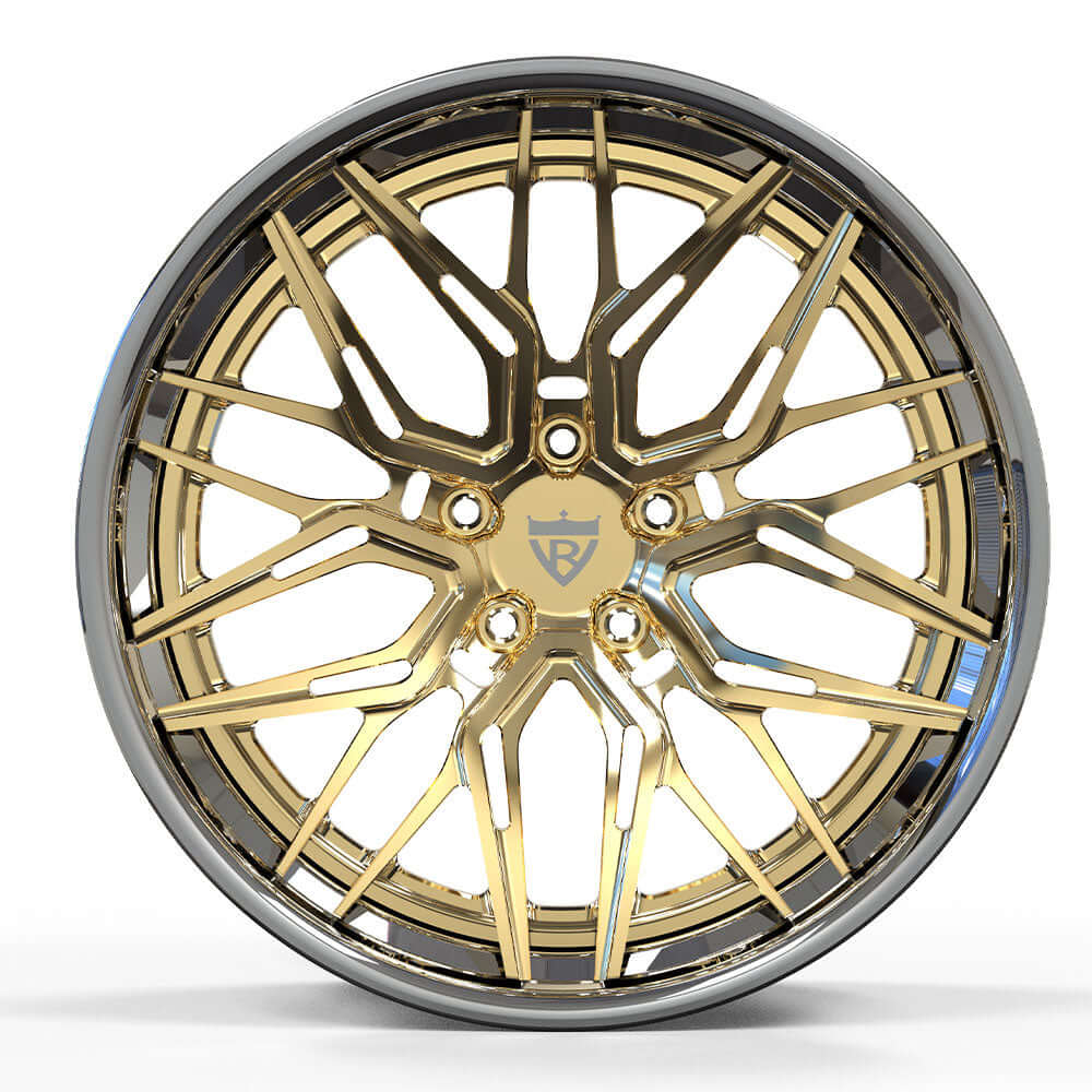 Staggered 20-inch RVRN RV-C081 Forged 2-Piece Wheels for BMW M6 in Chrome and Gold