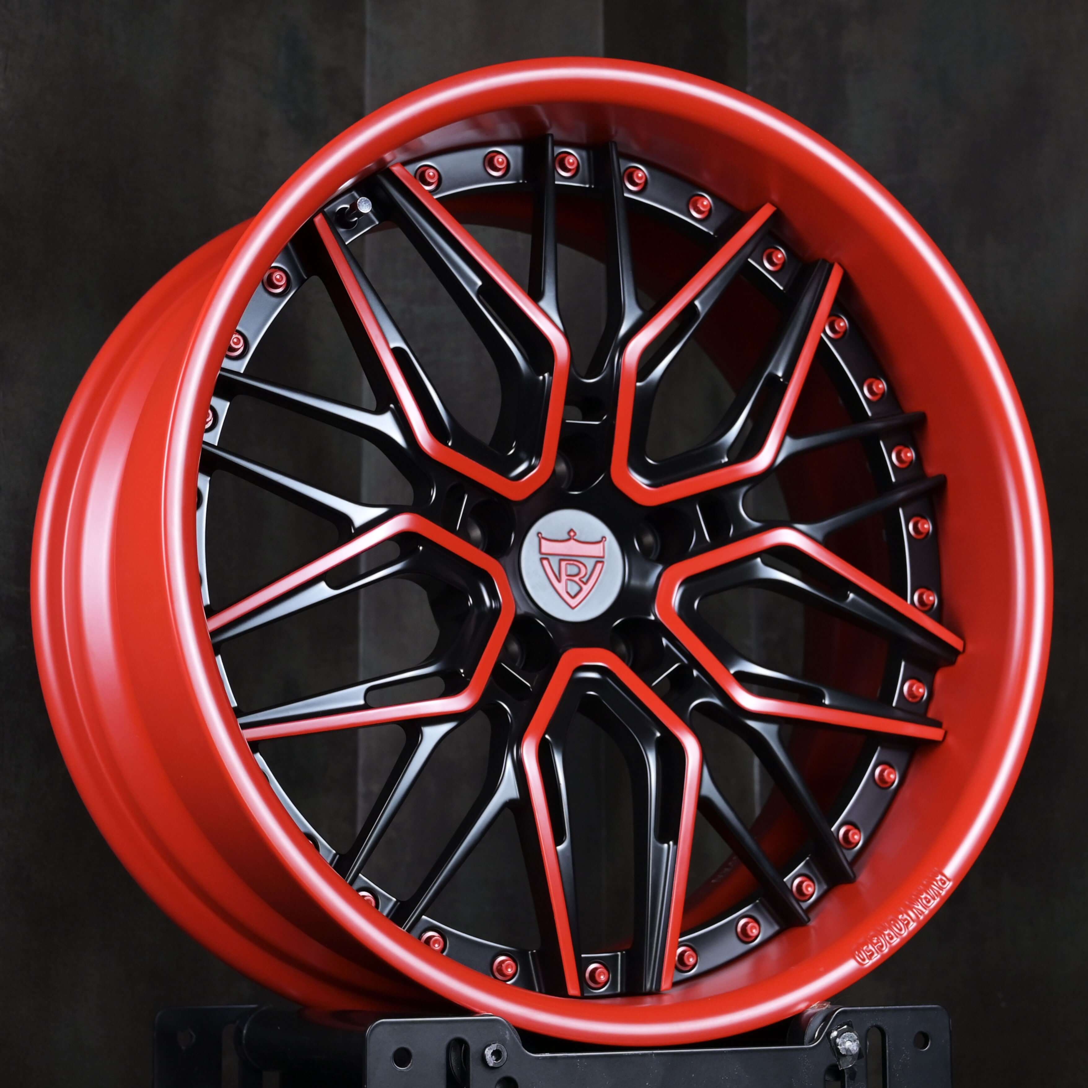 2023 Corvette C8 Z51 Widebody Custom Deep Dish Wheels-RVRN T081 Forged 2-piece Rims-Red and black