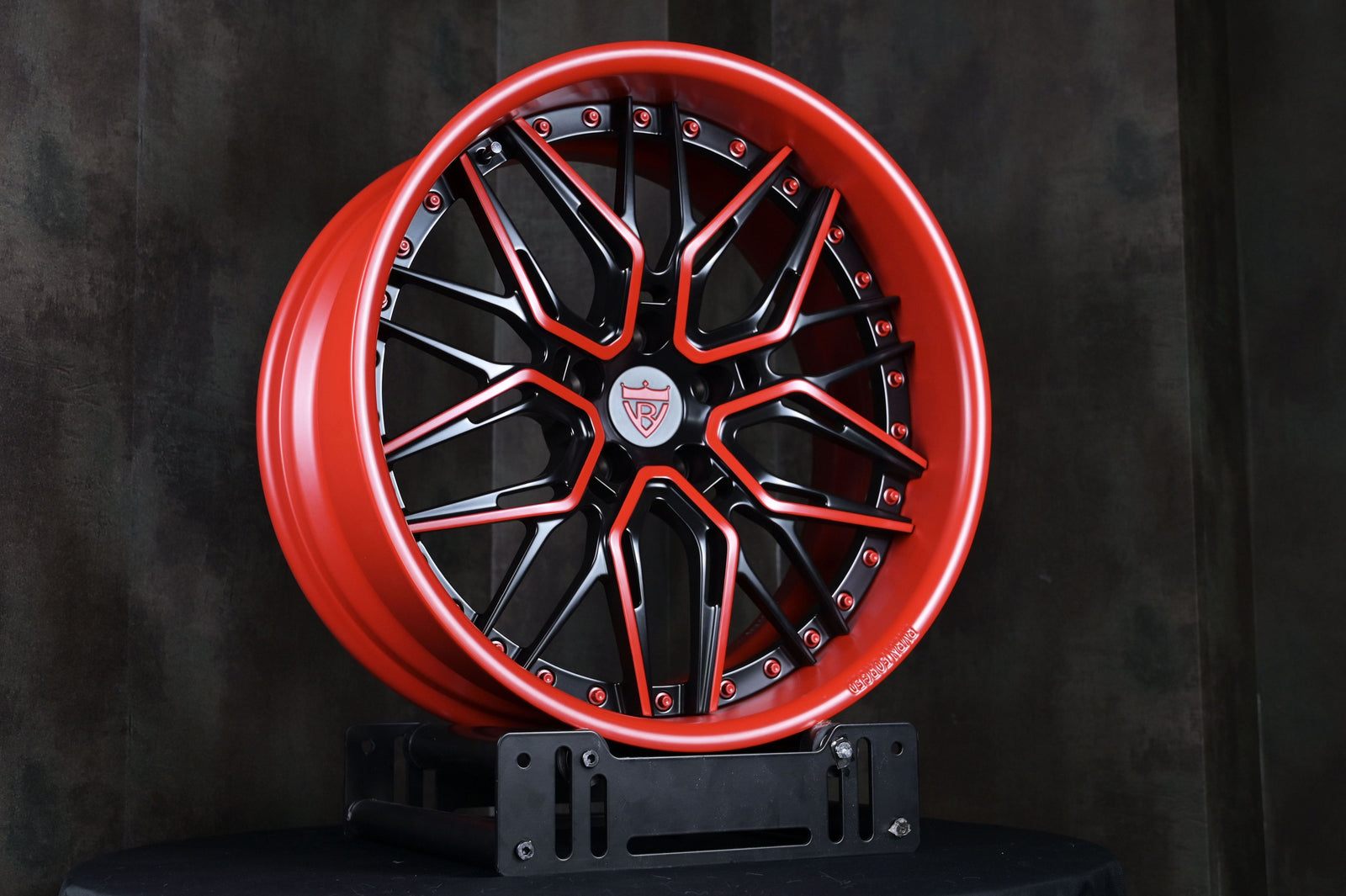2023 Corvette C8 Z51 Widebody Custom Deep Dish Wheels-RVRN T081 Forged 2pc Rims-Red and black