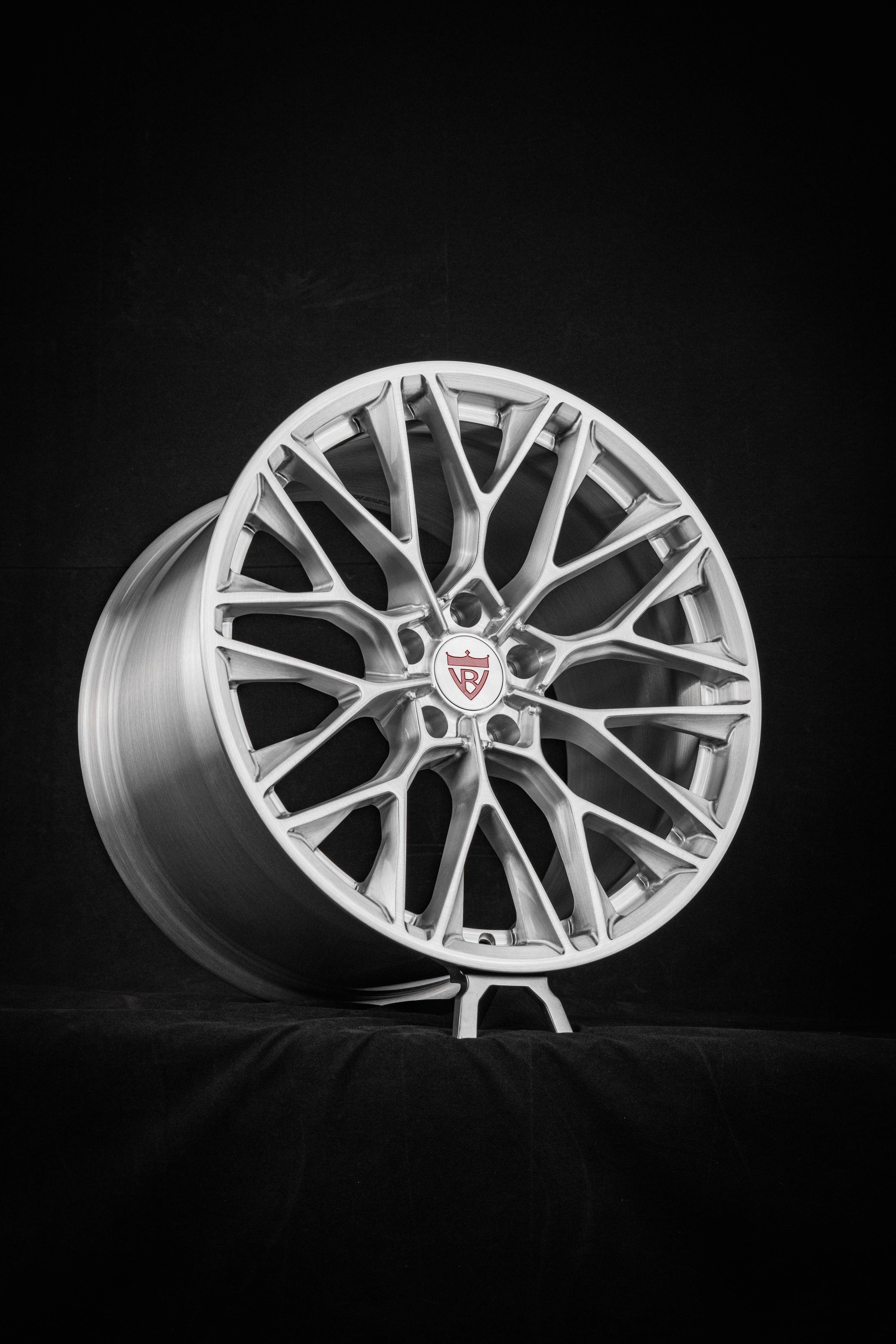 Corvette C7 Z06 custom forged brushed aluminum wheel MP184 by RVRN Wheels.
