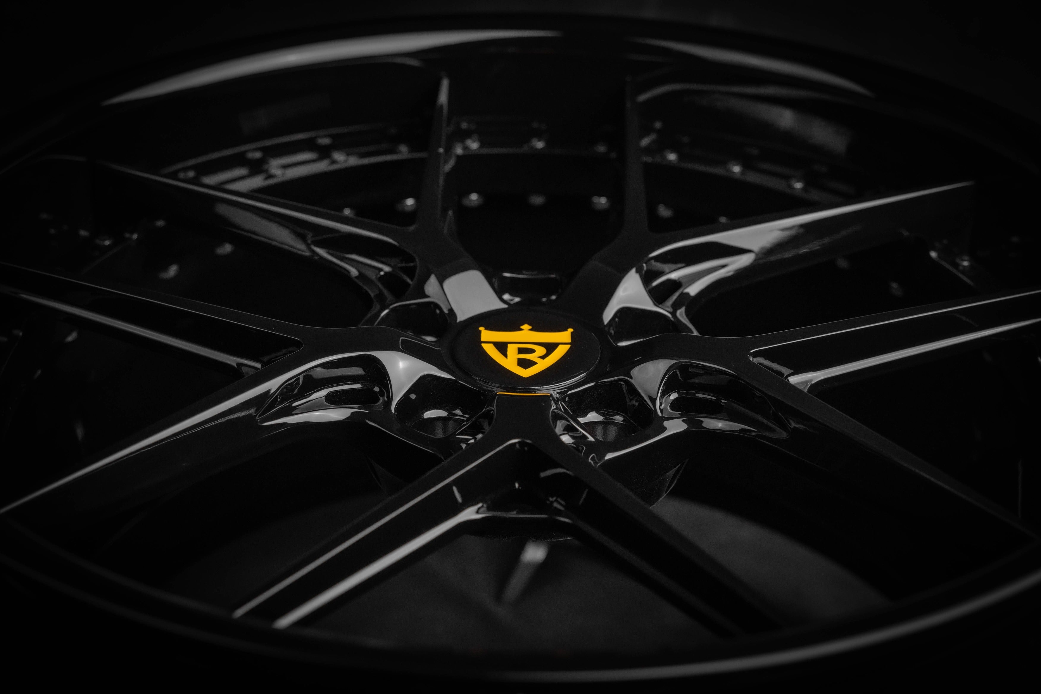 Corvette C8 Z51 RV-DR08 black custom forged wheel by RVRN Wheels featuring a sleek and polished design.