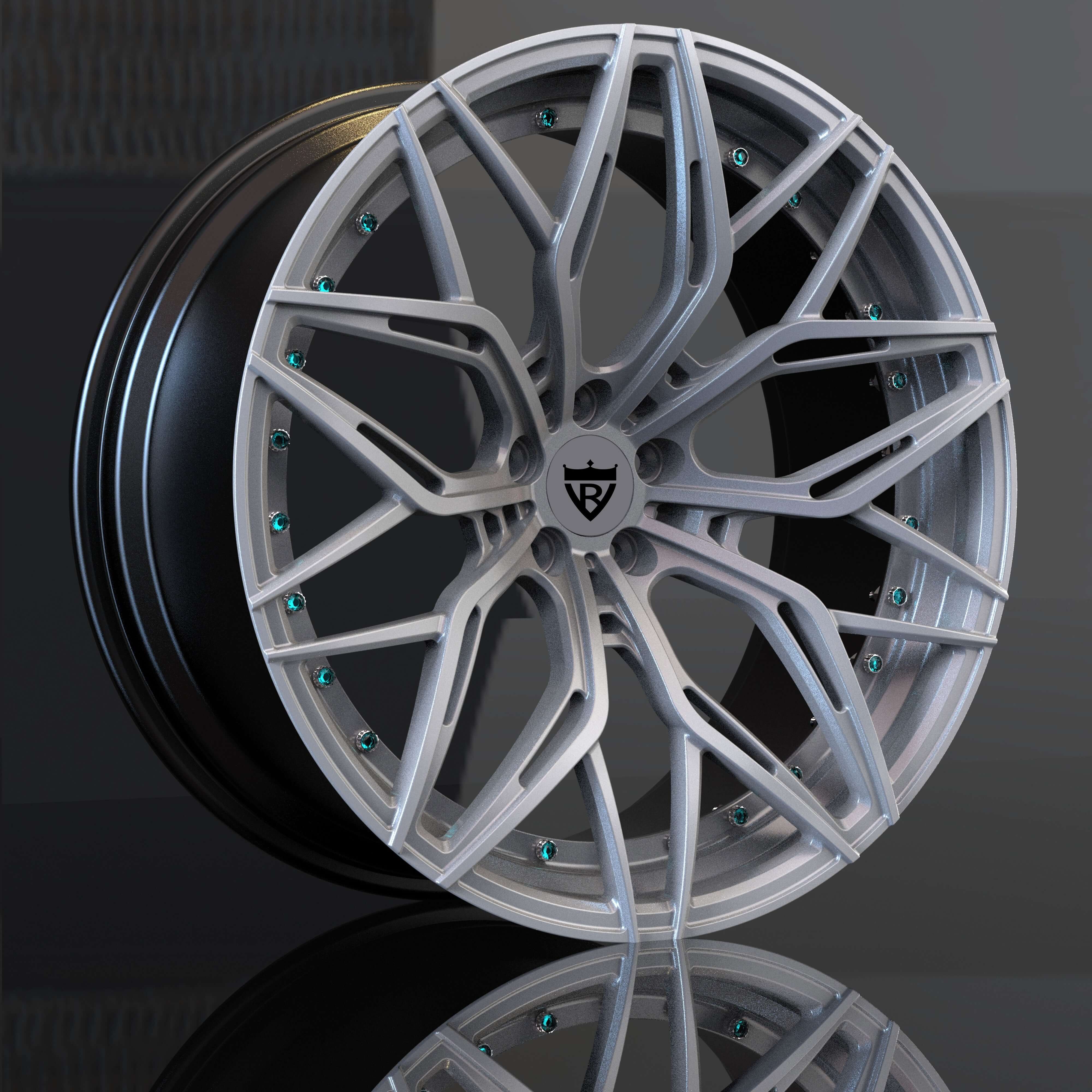 Custom 6 lug rims with Crystal Shiny Screws for Dodge Dakota R/T wheels, available in 17-26 inch sizes, featuring custom-forged design