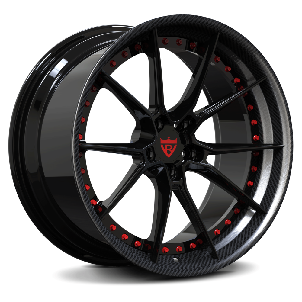 Tesla black and carbon fiber wrapped RVRN wheels – signature RV-DB082 for Model S