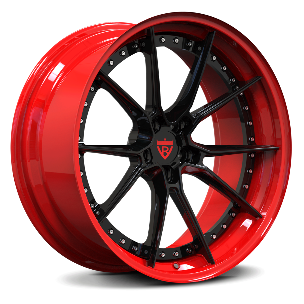 Red and black RVRN RV-DB082 forged wheels – bespoke Tesla Model S fitment