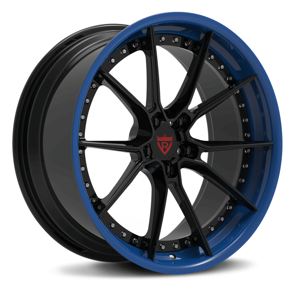RVRN RV-DB082 Tesla Model S wheels in blue and black – 10-spoke forged custom rims
