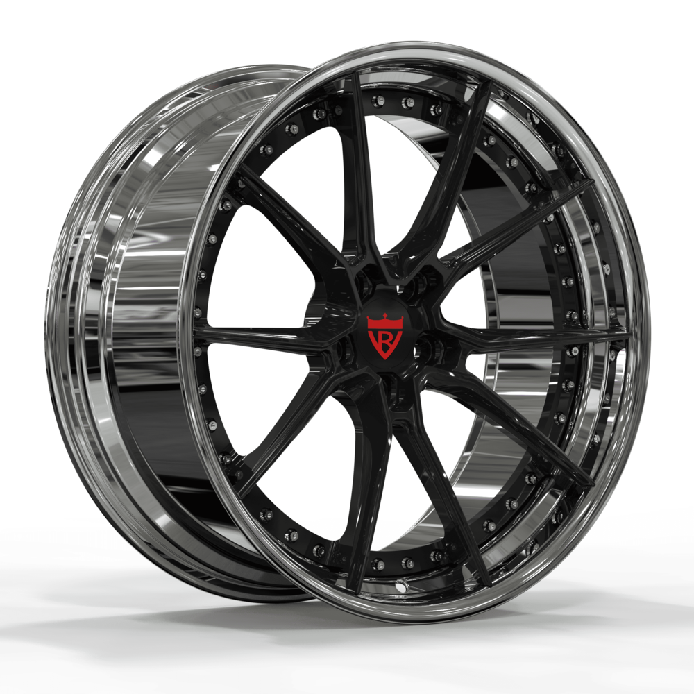Polished black RV-DB082 forged wheels – custom Tesla Model S luxury rims