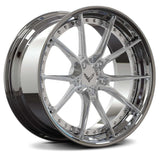 Brushed Aluminum and chrome custom RVRN forged wheels for Corvette C7 – 10-spoke clean style