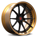 Transparent copper and black RV-DB082 forged rims – 10-spoke custom built for racing