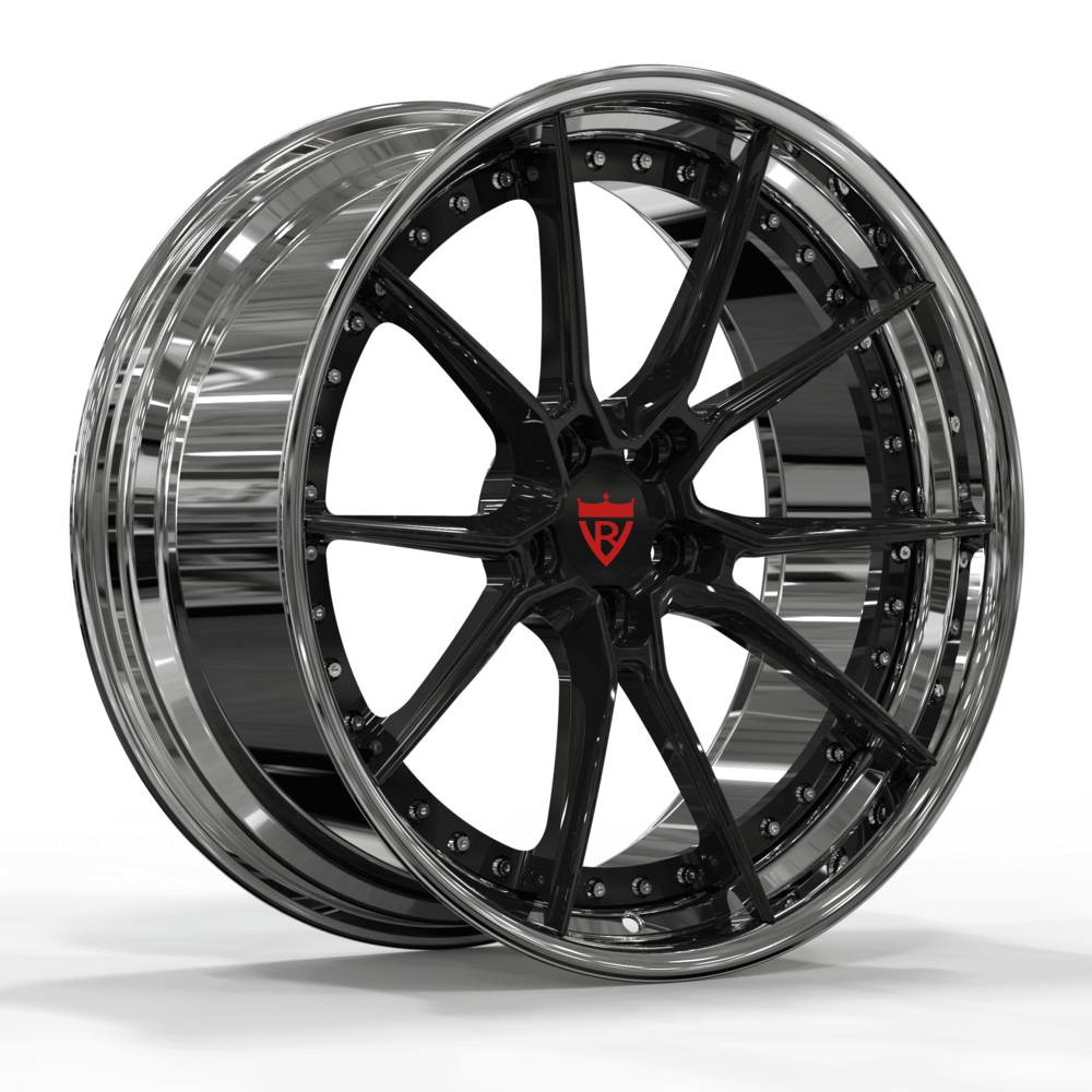 Chrome and black rims RVRN RV-DB082 2-piece race wheels