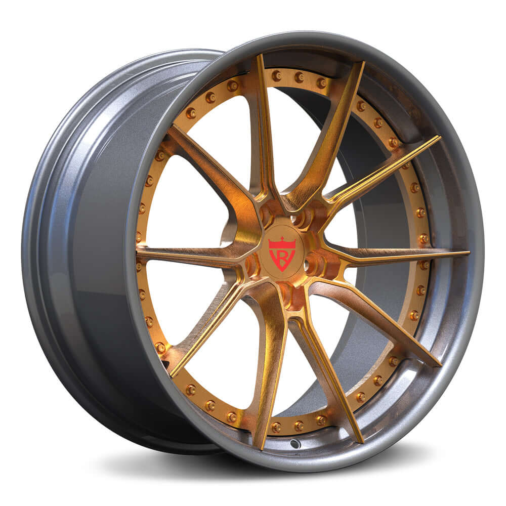 Grey and copper rims for any vehicle-RVRN Wheels-Custom Forged 2-Piecew Wheels Series RV-DB082