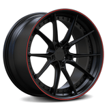 Matte black RVRN 2-piece wheels with red accents – track-ready RV-DB082