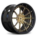 Polished Frozen Gold RV-DB082 wheels with carbon fiber wrapped lip – Tesla Model S performance upgrade