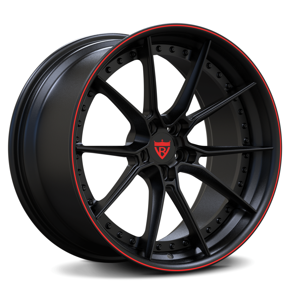 Stealth black RVRN wheels with red accents – Tesla Model S forged luxury