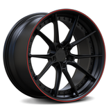 Matte black Tesla wheels with red accents – RVRN RV-DB082 10-spoke design