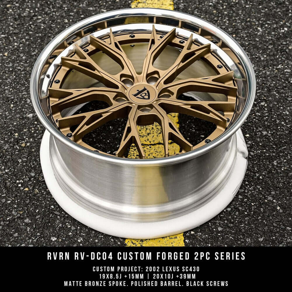 Custom forged RV-DC04 wheel with matte bronze spokes and polished barrel for a Lexus SC430.