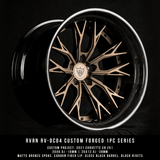 Corvette C8 Z51 Widebody Custom Wheels, deep dish and concave style with a bronze face and carbon fiber wrapped lip, custom forged 2-piece rims series RVRN RV-DC04 Series