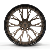 Custom forged 2-piece concave wheel in bronze finish, featuring deep concavity and sleek design for C8 Corvette.