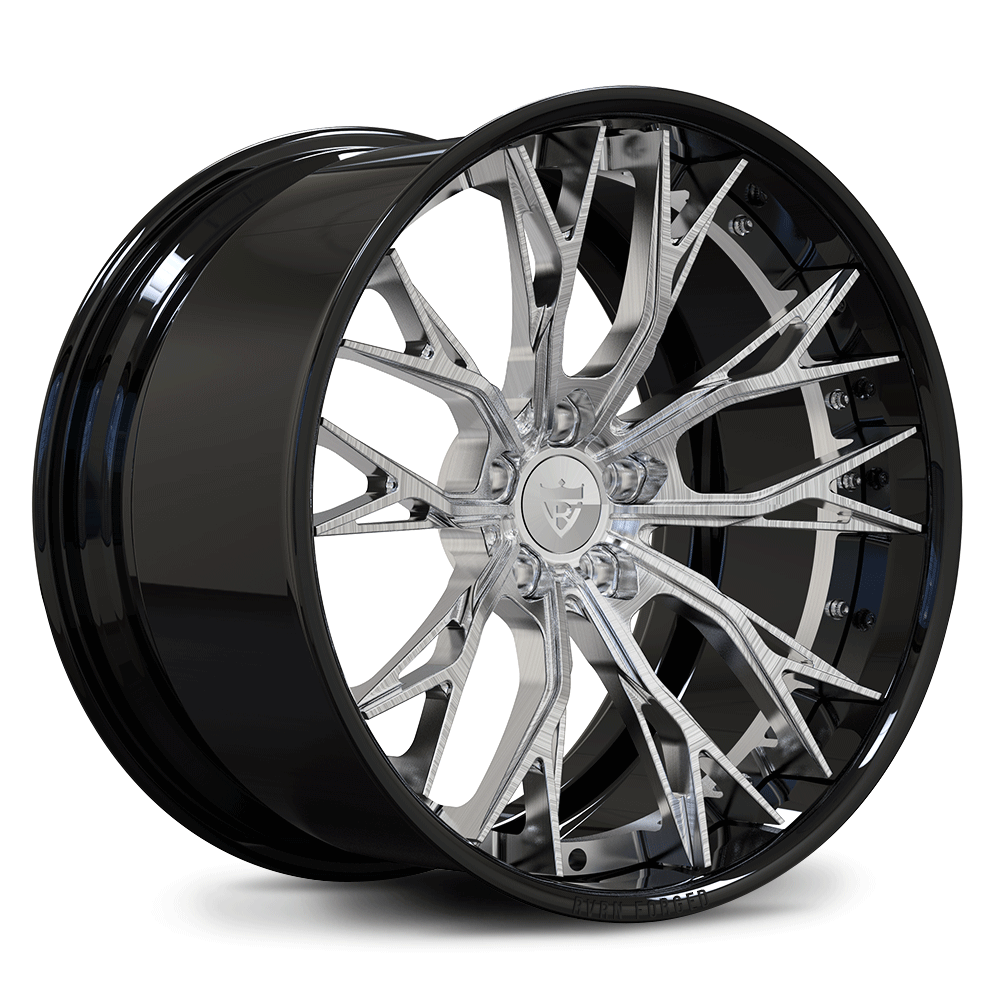 Custom forged 2-piece concave wheel design, showcasing a deep concave style for C8 Corvette and other vehicles.