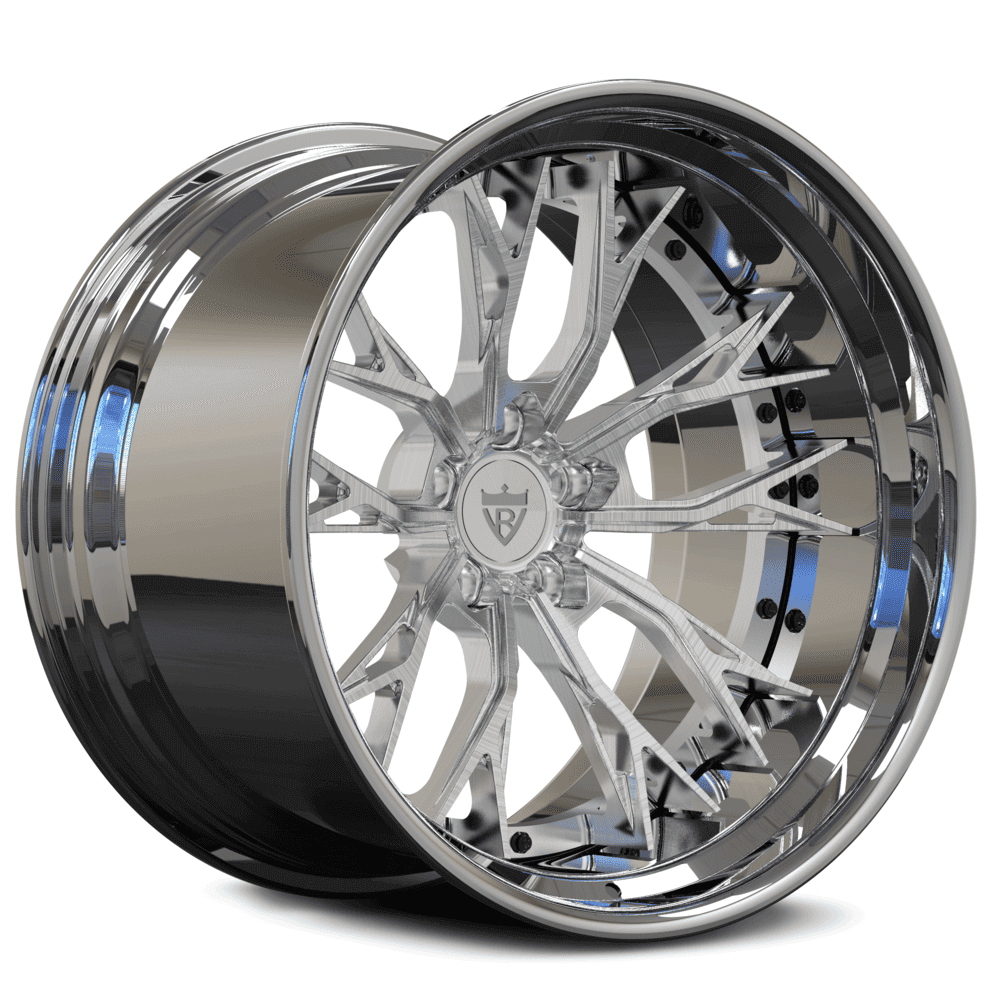 Corvette C8 Wheels in chrome finish, deep dish design, custom forged step lip rims by RVRN Wheels