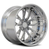 Corvette C8 Wheels in chrome finish, deep dish design, custom forged step lip rims by RVRN Wheels