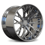 Custom forged chrome 2-piece wheel showcasing deep concave design, perfect for C8 Corvette and other vehicles.