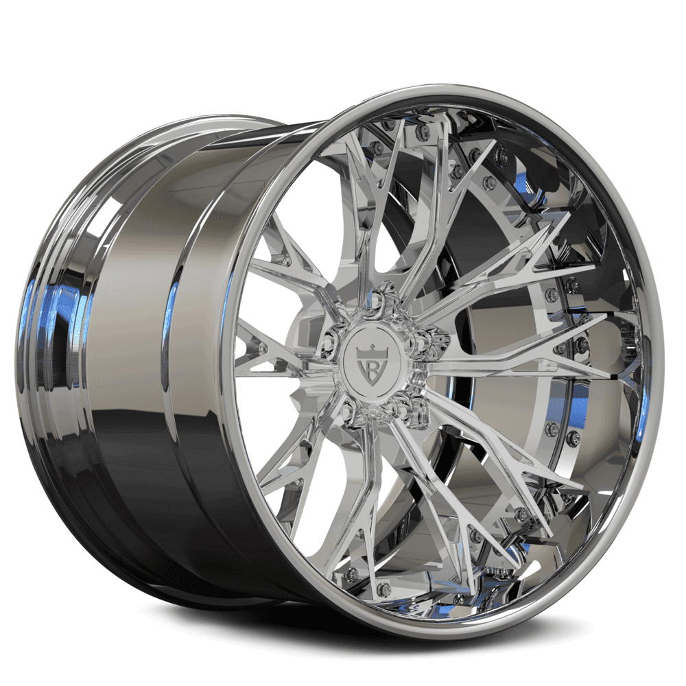 Chrome deep dish rims for mustang, camaro American classic muscle cars with 17inch-26inch sizes, RVRN custom forged 2-piece wheels series