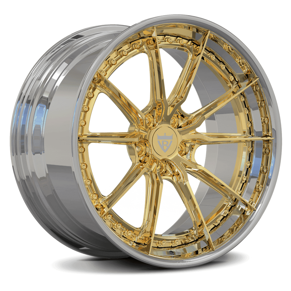 Wheels for Corvette C1-c8 z06 with any color option, gold and chrome rims, RVRN Custom Forged Wheels RV-DC04 Series