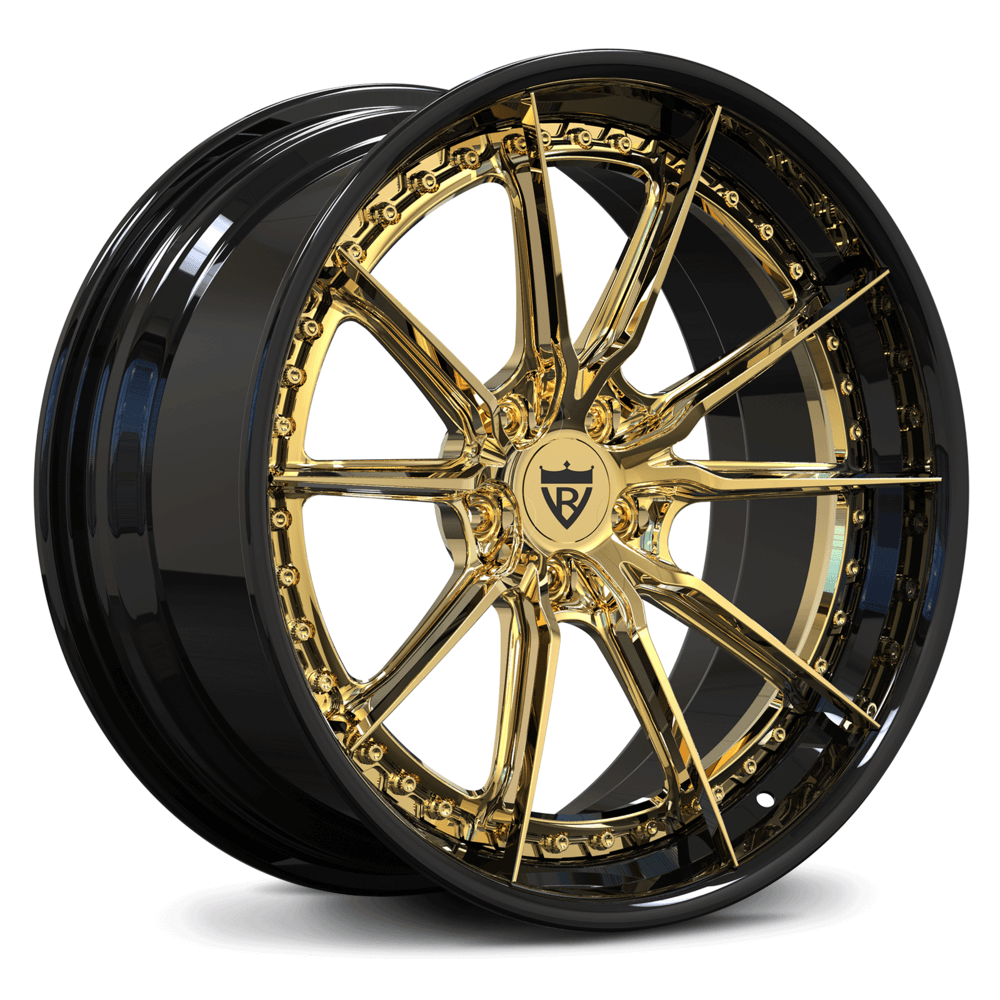 Gold and Black rims for your Corvette C7, C8 Z06-RVRN custom forged 2-piece wheels series RV-DC05