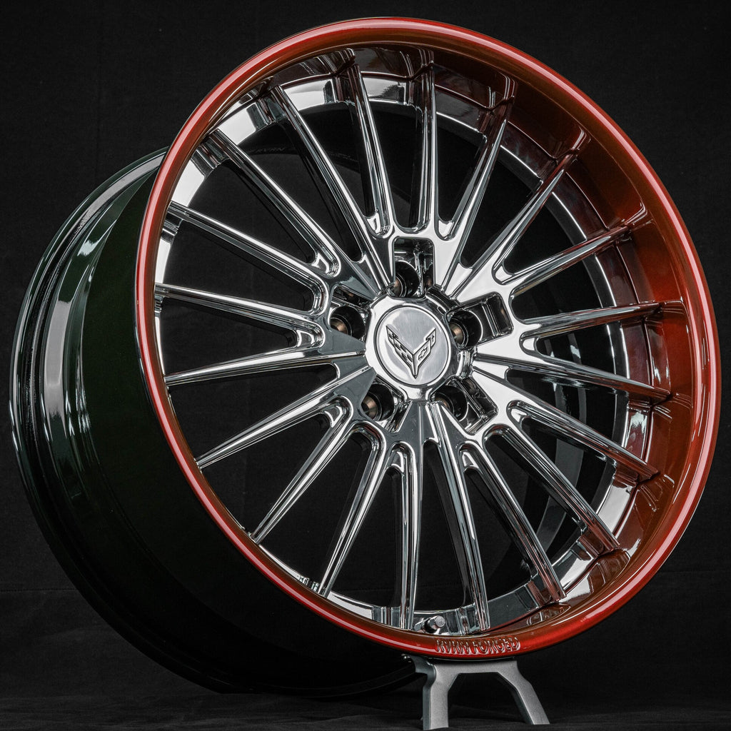 2020 Corvette C8 Stingary Z51 Custom aftermarket performance Red-Black and Chrome 2pc RVRN Forged-DC08 Series