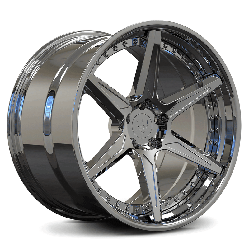 Custom forged chrome concave wheel design, perfect for C8 Corvette and other aftermarket applications.