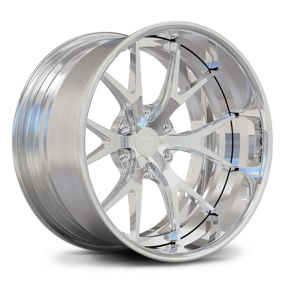 Custom forged chrome deep dish wheel for Silverado 1500, featuring a sleek design and 6-lug configuration.