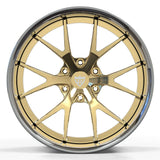 Gold and chrome custom forged deep dish wheel designed for Silverado 1500 and truck enthusiasts.