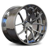 Custom-built chrome concave wheels for Aston Martin Vantage, deep dish design.
