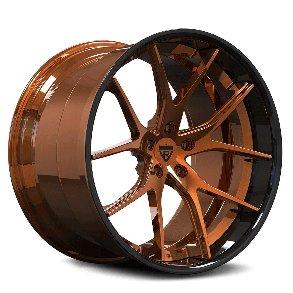 Custom forged concave wheel RV-DC24 in bronze finish for Corvette C8, machined from aerospace-grade 6061-T6 aluminum alloy.