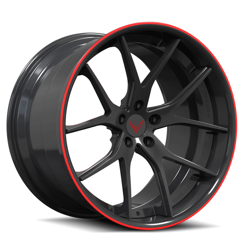 Corvette C8 concave wheels with all red and grey and 20x10/21x13 setup-RVRN custom forged 2-piece rims series