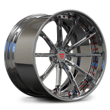 Custom forged 2-piece concave wheel featuring chrome finish and unique design, ideal for Corvette C8 and custom applications.