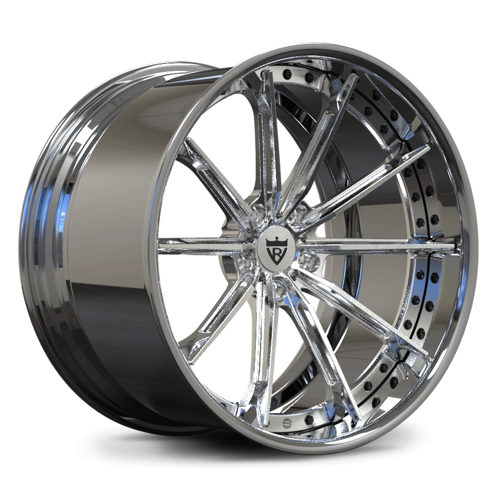 Custom forged chrome concave wheels designed for Corvette C8, featuring a stunning multi-spoke design and durable aluminum alloy.