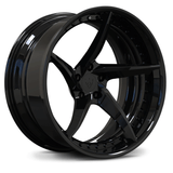 Custom forged black 5 spoke concave wheels for Corvette C8, featuring a sleek design and precision engineering.