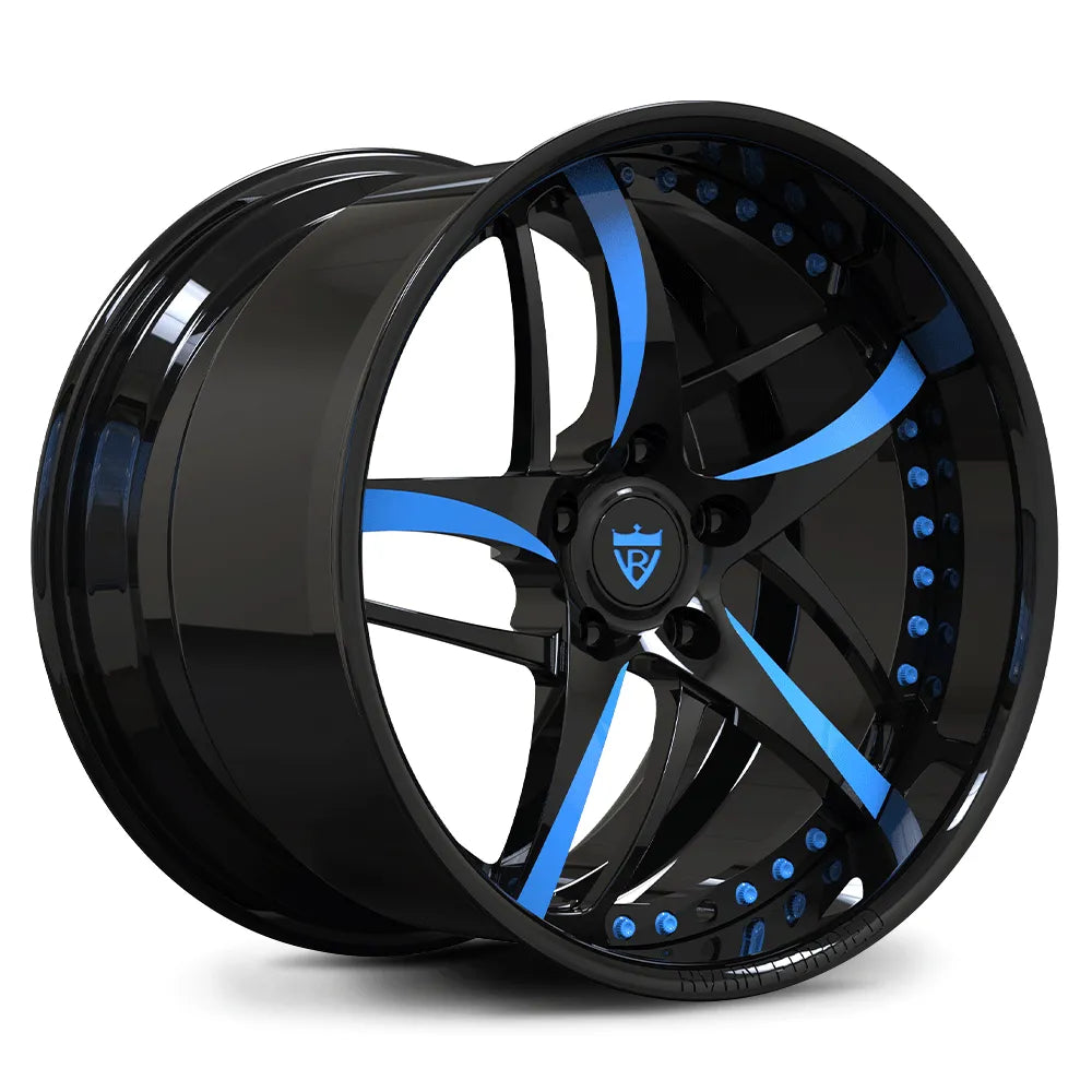 Blue Spoke 2-Piece Forged Deep Dish Wheel for Corvette – Custom Fit Deep Lip Rims