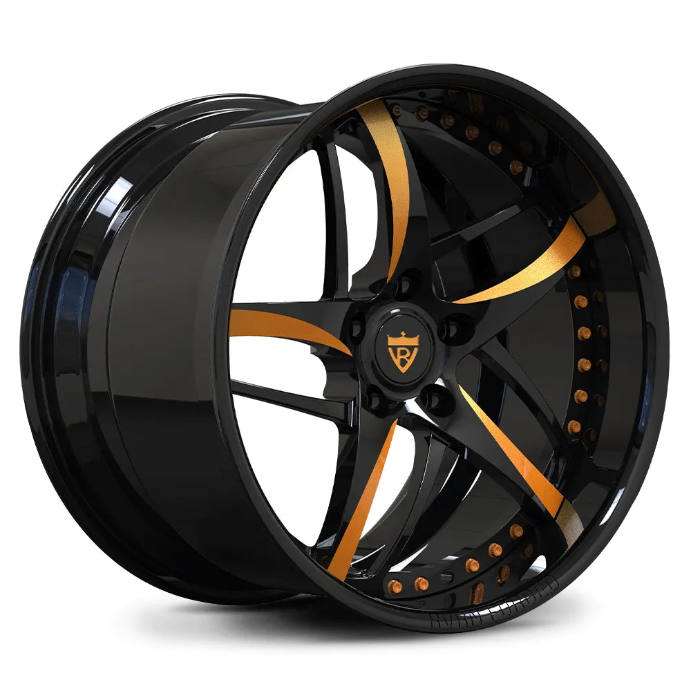 Bronze Spoke Custom Forged 2-Piece Deep Dish Wheel – Aggressive Lip Rims for Muscle Cars
