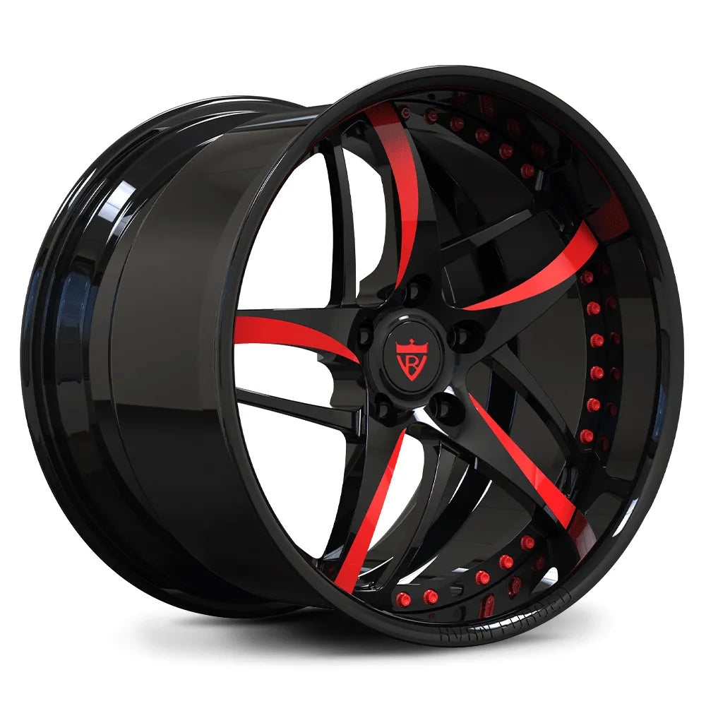 Red Spoke Forged 2-Piece Deep Dish Wheel for Corvette – Racing Style Custom Upgrade