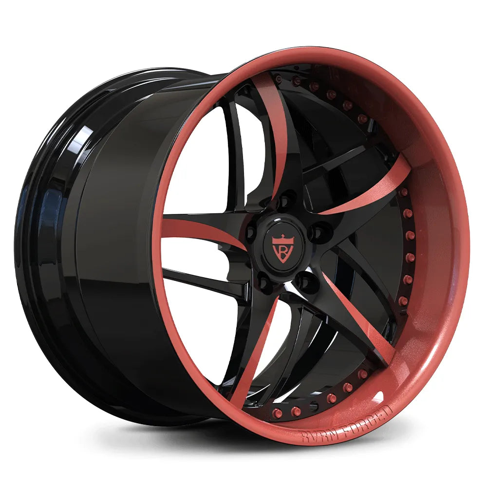 Rose Gold Lip & Spoke Custom Forged 2-Piece Wheel – Luxury Deep Dish Rims for Cars