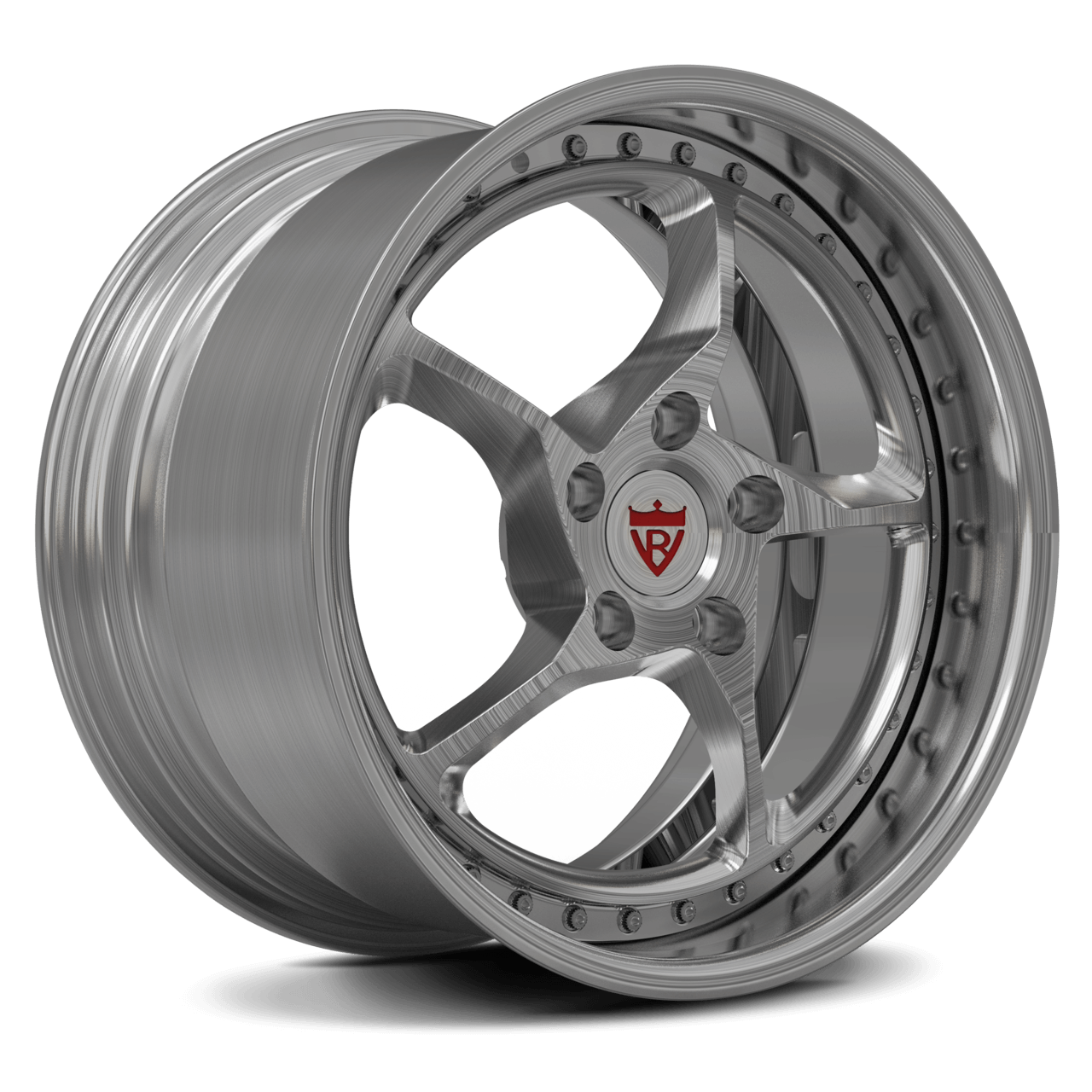 Ferrari Testarossa custom forged 5 spoke classic chrome wheels - RV-DF01, aerospace-grade aluminum alloy, max concavity design