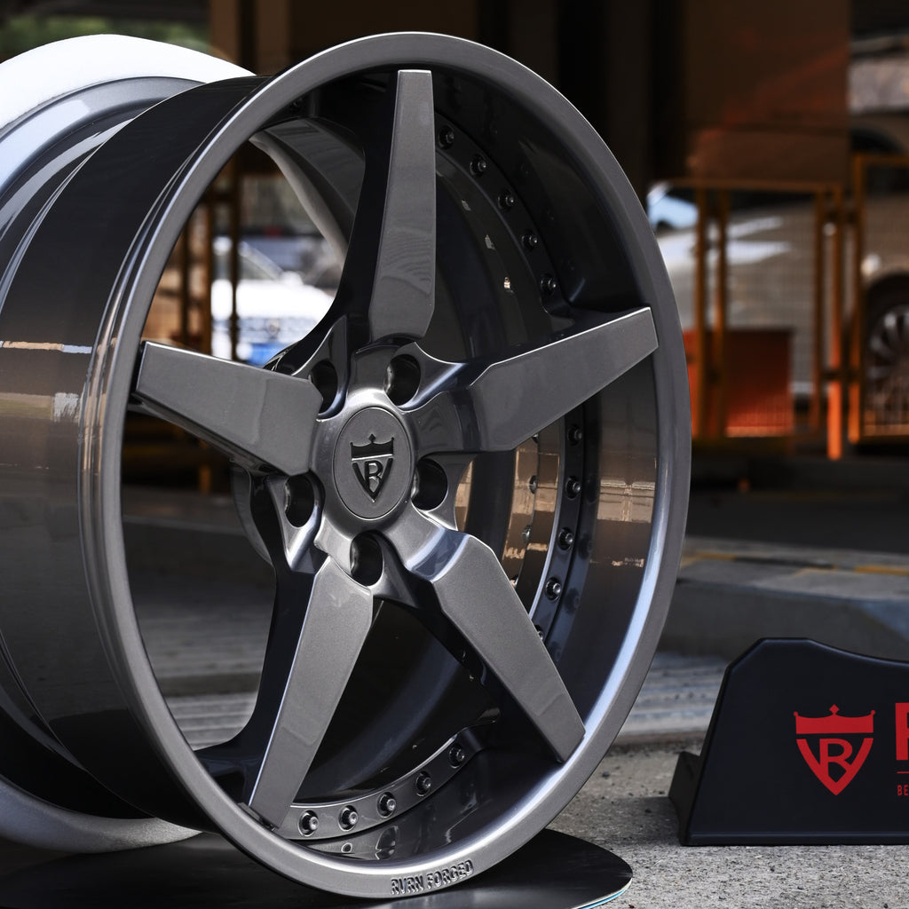 2007 Corvette C6 Z06 Wheels-Custom Aftermarket forged 5 spoke rims-gunmetal-rvrn forged-DF14 series
