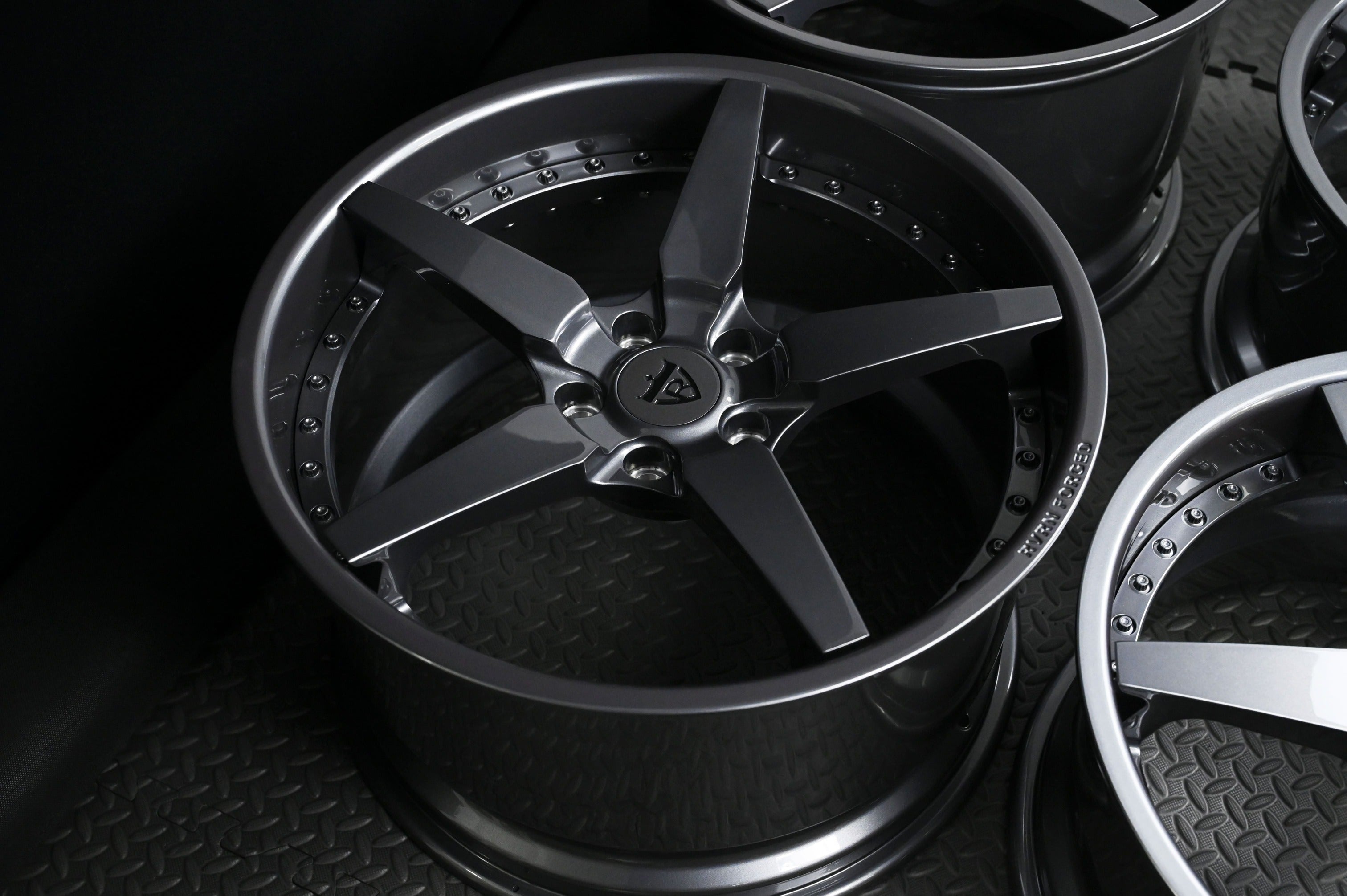 2007 Corvette C6 Z06 Wheels-Custom Aftermarket forged 5 spoke rims-gunmetal-rvrn forged-DF14 series